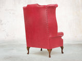 Albert Wing Chair In Crimson Classic Leather