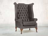 Albert Wing Chair In Lead Classic Leather