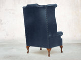 Albert Wing Chair In Navy Classic Leather
