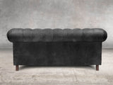 Alfred 2 Seat Chesterfield Sofa In Black Vintage Leather