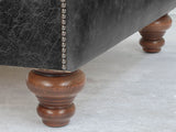Arthur Chesterfield Footstool In Black Vintage Leather