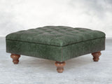 Arthur Chesterfield Footstool In Green Vintage Leather