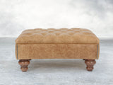 Arthur Chesterfield Footstool In Tan Vintage Leather