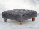 Arthur Chesterfield Footstool In Thunder Vintage Leather