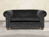 Jasper 2 Seat Chesterfield Sofa In Black Cat Vintage Velvet