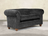 Jasper 2 Seat Chesterfield Sofa In Black Cat Vintage Velvet