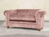 Jasper 2 Seat Chesterfield Sofa In Dusky Pink Vintage Velvet