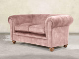 Jasper 2 Seat Chesterfield Sofa In Dusky Pink Vintage Velvet