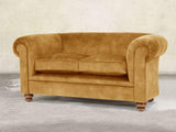 Jasper 2 Seat Chesterfield Sofa In Gold Vintage Velvet