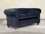 Jasper 2 Seat Chesterfield Sofa In Indigo Vintage Velvet
