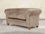 Jasper 2 Seat Chesterfield Sofa In Mocha Vintage Velvet