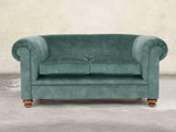 Jasper 2 Seat Chesterfield Sofa In Ocean Storm Vintage Velvet