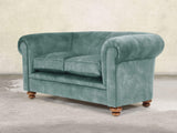 Jasper 2 Seat Chesterfield Sofa In Ocean Storm Vintage Velvet
