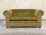 Jasper 2 Seat Chesterfield Sofa In Olive Vintage Velvet