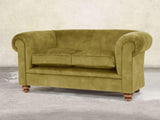 Jasper 2 Seat Chesterfield Sofa In Olive Vintage Velvet