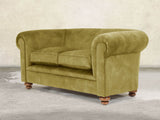 Jasper 2 Seat Chesterfield Sofa In Olive Vintage Velvet