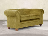 Jasper 2 Seat Chesterfield Sofa In Olive Vintage Velvet