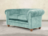 Jasper 2 Seat Chesterfield Sofa In Summer Mist Vintage Velvet
