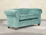 Jasper 2 Seat Chesterfield Sofa In Summer Mist Vintage Velvet