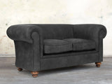 Jasper 2 Seat Chesterfield Sofa In Charcoal Soft 'n' Easy Leather