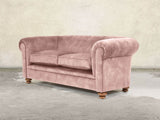 Jasper 3 Seat Chesterfield Sofa In Dusky Pink Vintage Velvet