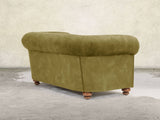 Jasper 3 Seat Chesterfield Sofa In Olive Vintage Velvet