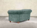 Jasper 4 Seat Chesterfield Sofa In Ocean Storm Vintage Velvet