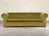 Jasper 4 Seat Chesterfield Sofa In Olive Vintage Velvet