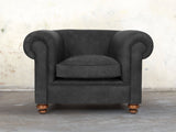 Jasper Chesterfield Chair In Charcoal Soft 'n' Easy Leather