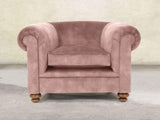 Jasper Chesterfield Chair In Dusky Pink Vintage Velvet