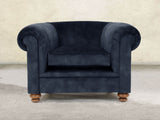 Jasper Chesterfield Chair In Indigo Vintage Velvet
