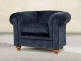 Jasper Chesterfield Chair In Indigo Vintage Velvet