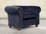 Jasper Chesterfield Chair In Indigo Vintage Velvet