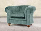 Jasper Chesterfield Chair In Ocean Storm Vintage Velvet