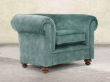 Jasper Chesterfield Chair In Ocean Storm Vintage Velvet