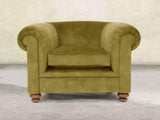 Jasper Chesterfield Chair In Olive Vintage Velvet