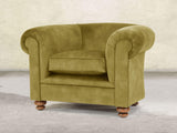 Jasper Chesterfield Chair In Olive Vintage Velvet