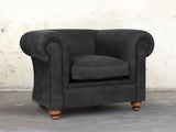 Jasper Chesterfield Chair In Charcoal Soft 'n' Easy Leather