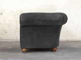 Jasper Chesterfield Chair In Charcoal Soft 'n' Easy Leather