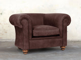 Jasper Chesterfield Chair In Peat Soft 'n' Easy Leather
