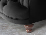 Oskar 2 Seat Chesterfield Sofa In Jet Black Lush Velvet
