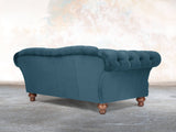 Oskar 2 Seat Chesterfield Sofa In Blue Lush Velvet