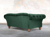 Oskar 2 Seat Chesterfield Sofa In Dark Green Lush Velvet