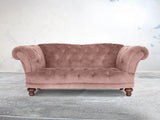 Oskar 2 Seat Chesterfield Sofa In Dusky Pink Vintage Velvet
