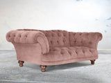 Oskar 2 Seat Chesterfield Sofa In Dusky Pink Vintage Velvet