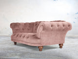 Oskar 2 Seat Chesterfield Sofa In Dusky Pink Vintage Velvet
