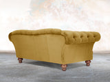 Oskar 2 Seat Chesterfield Sofa In Golden Lush Velvet