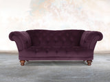 Oskar 2 Seat Chesterfield Sofa In Grape Lush Velvet