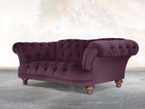 Oskar 2 Seat Chesterfield Sofa In Grape Lush Velvet