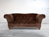 Oskar 2 Seat Chesterfield Sofa In Hickory Vintage Velvet